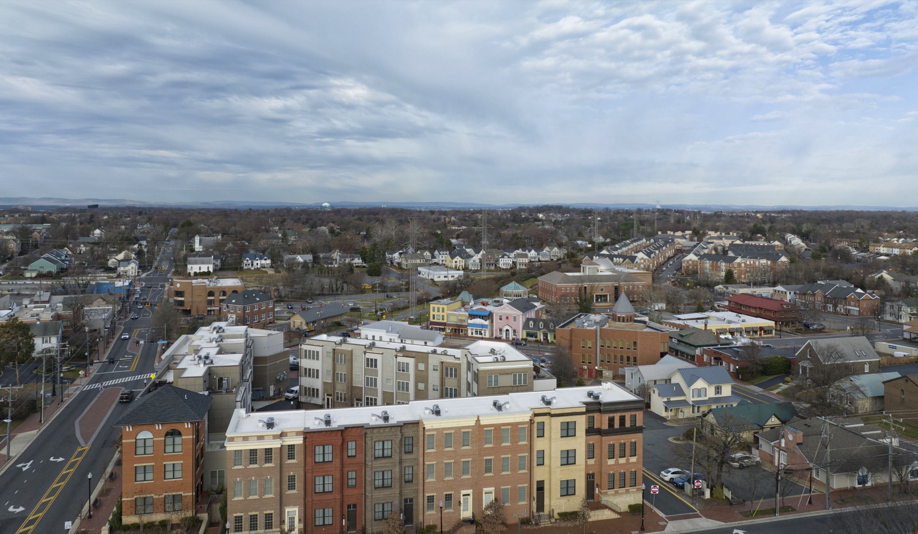 Aerial view of downtown Herndon, Virginia