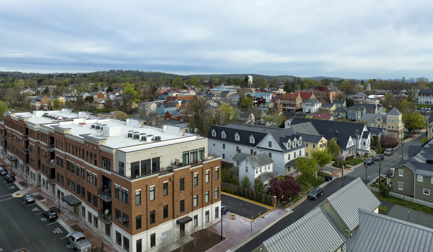 Aerial view of downtown Leesburg, Virginia